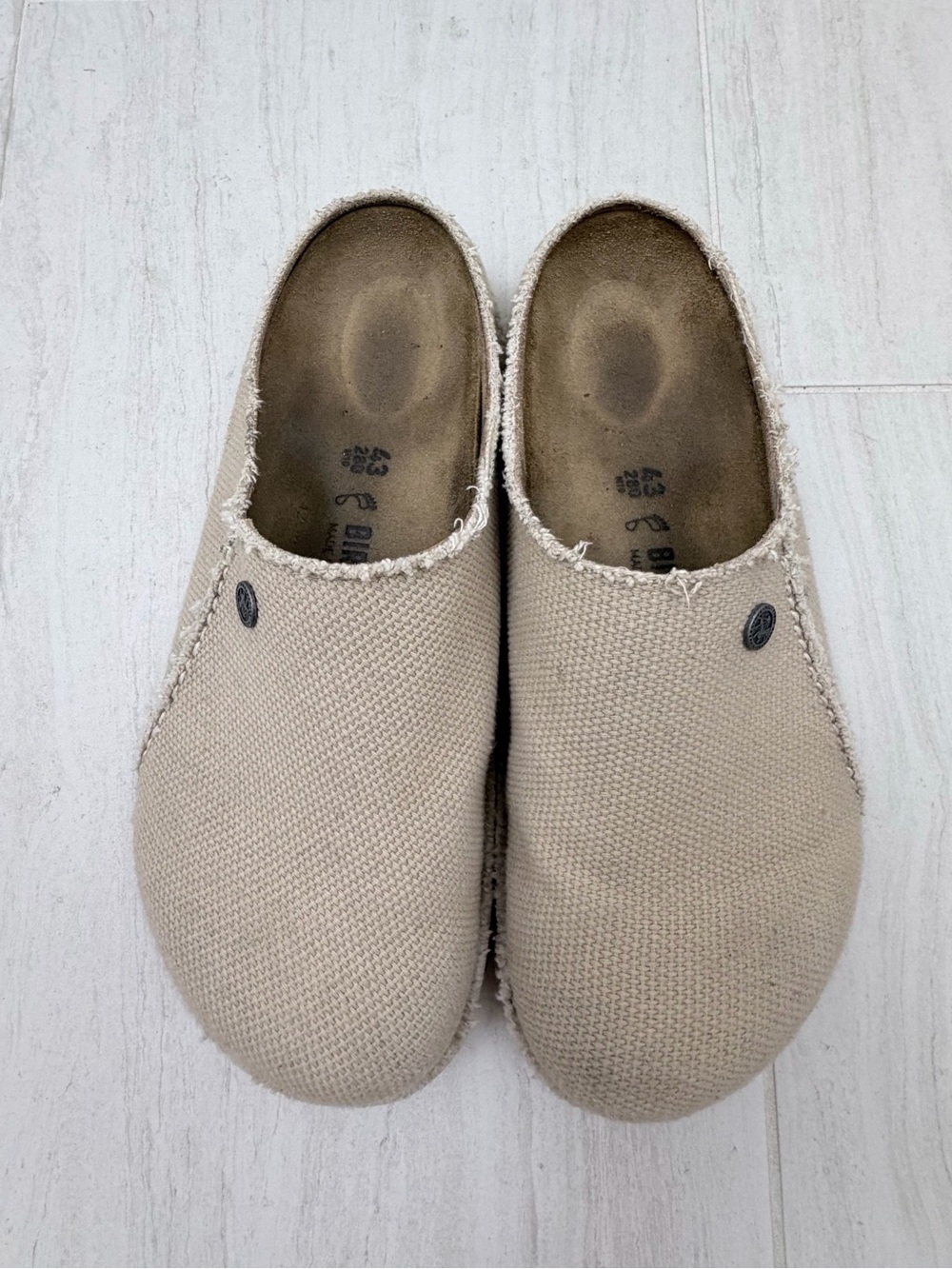 Birkenstock Beige Canvas Slip-On Clog Mule